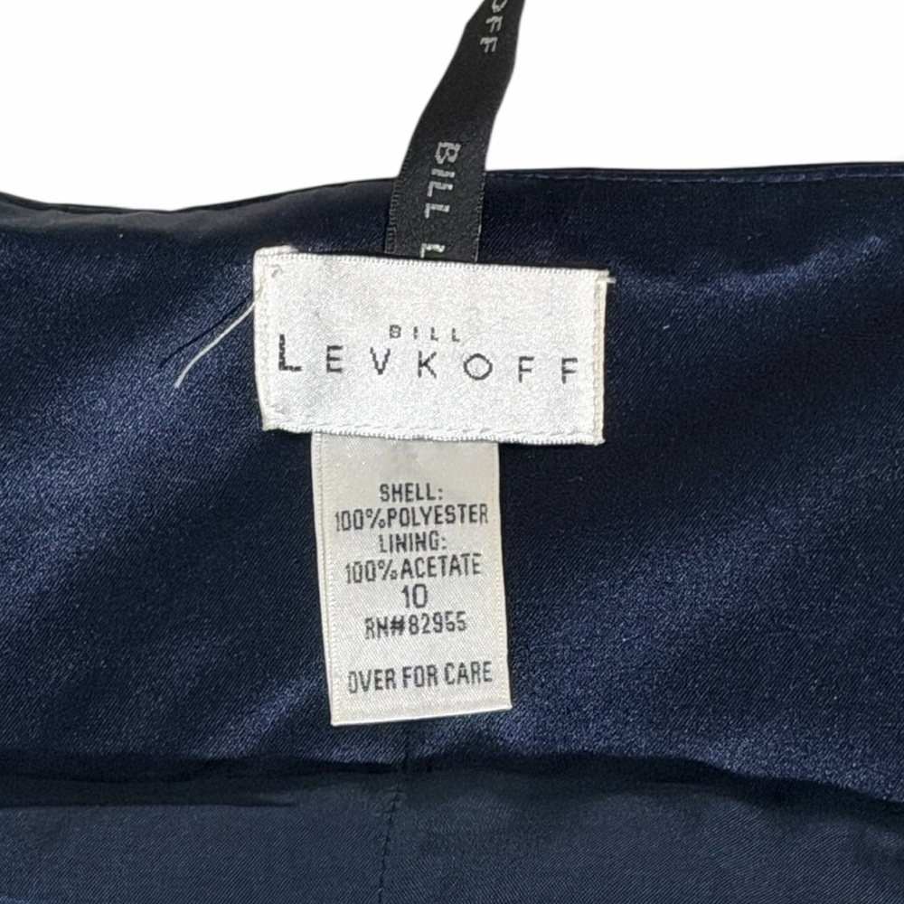 Bill Levkoff Strapless Dress in Deep Blue with Light Cream Bow Sz 10 - Picture 6 of 10